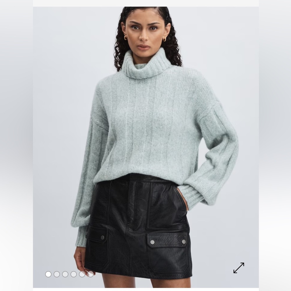 NEW PAIGE ROSELA WOOL BLEND RIBBED ROLL NECK SWEATER